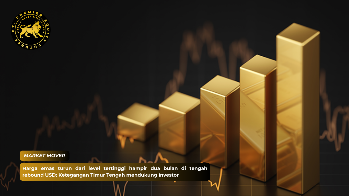 Harga emas turun dari level tertinggi hampir dua bulan di tengah rebound USD; Ketegangan Timur Tengah mendukung investor