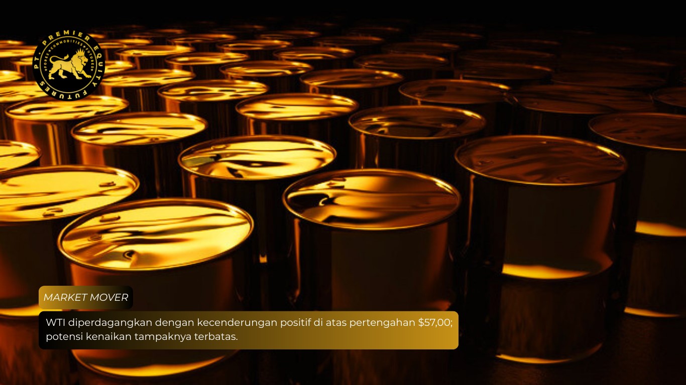 WTI diperdagangkan dengan kecenderungan positif di atas pertengahan $57,00; potensi kenaikan tampaknya terbatas.