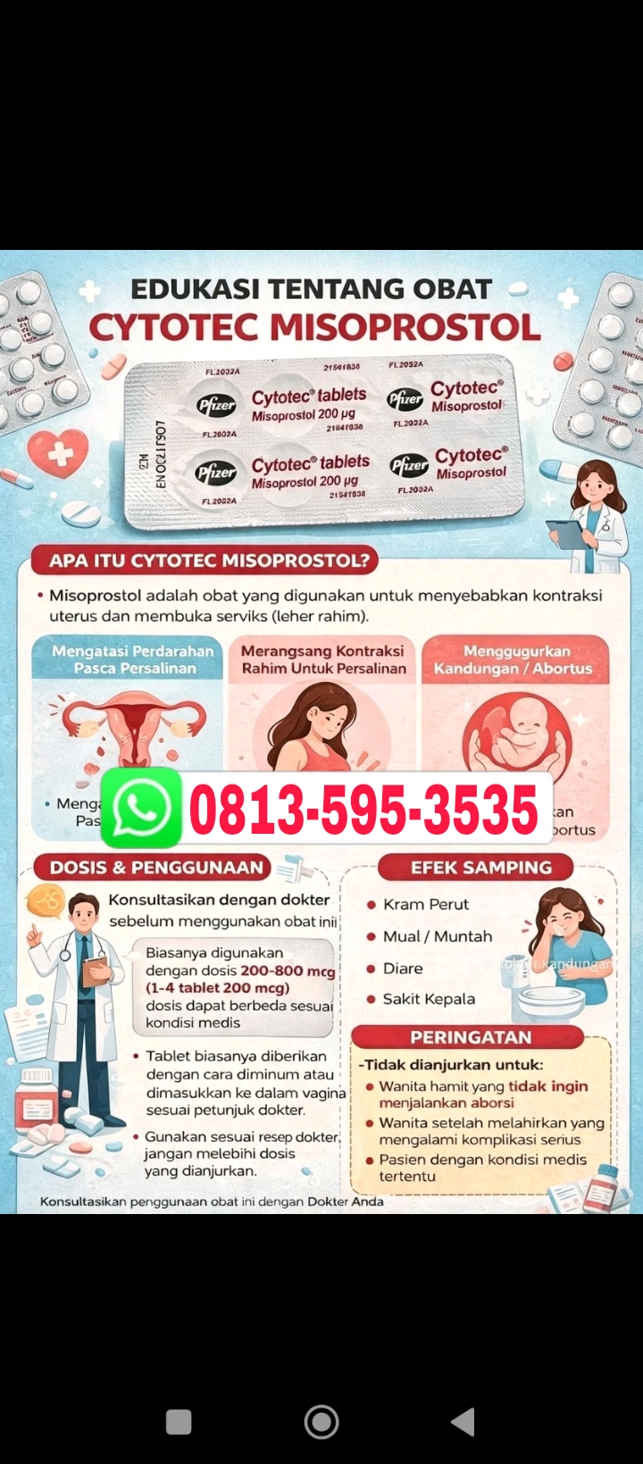 Efektivitas Cytotec dalam Berbagai Macam Obat Aborsi 0813-595-3535 untuk Obat Pengguguran Kandungan